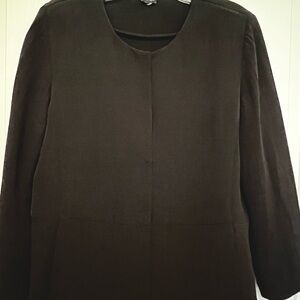 Eileen Fisher large black rayon and silk unlined jacket